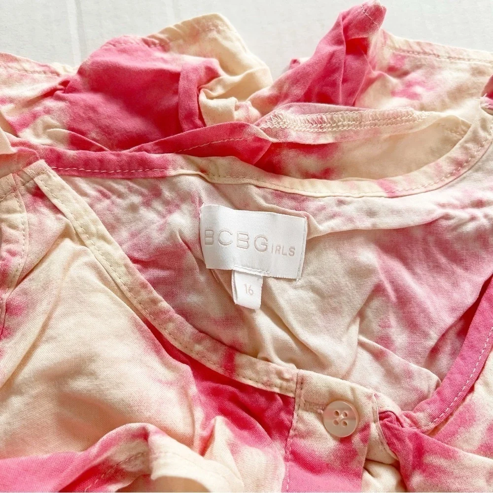 BCBG Girls Girl's Printed Tie Dye Challis Romper - Size 16